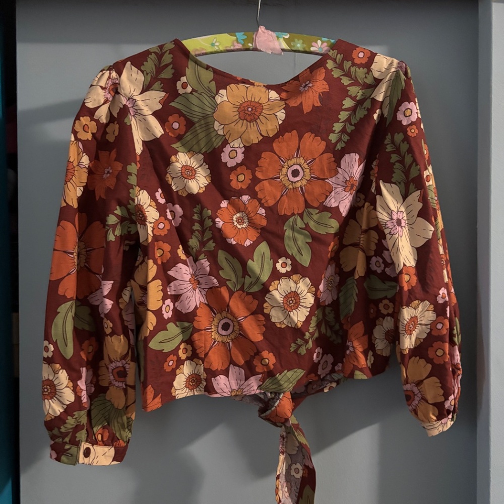 Princess Highway Brandy Floral Tie Top Chocolate NWT - Picture 8 of 8